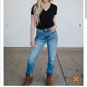 Pine & Lace Less Distressed Mom Jeans